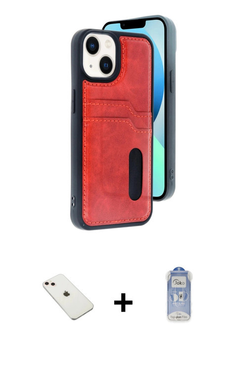 ieg™ iPhone 14 Kılıf Yörünge Işık Serisi - Siyah Joko Magic 5D Cam + Pembe Diamond Kamera Lens
