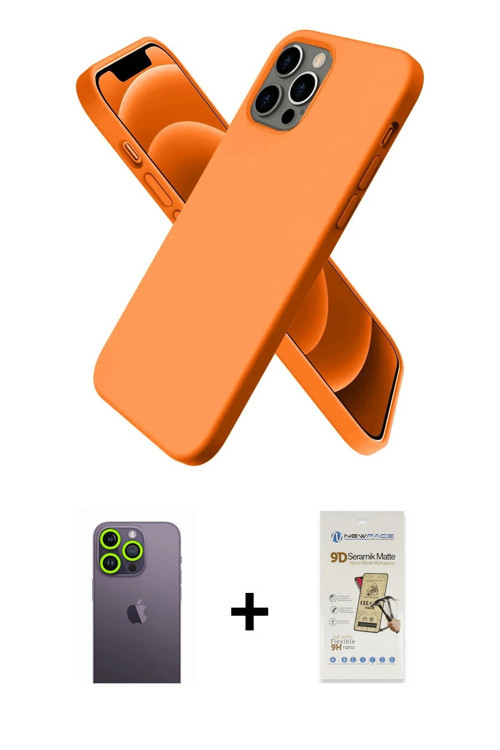 ieg™ iPhone 12 Pro Max Kılıf Kozmos Yansıma Özel Seri - Siyah Mat Seramik Nano Ekran Koruyucu + Yeşi