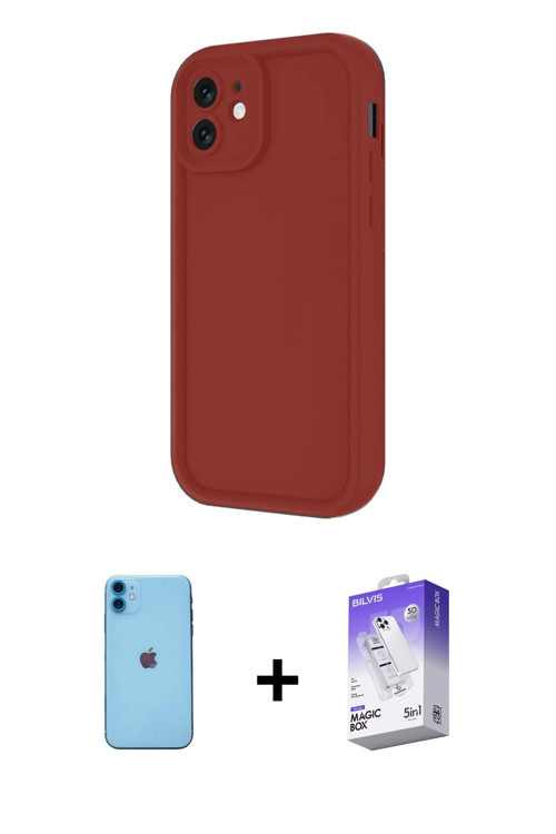 ieg™ iPhone 11 Kılıf Yankı Yansıma Özel Seri - Siyah Bilvis 5in1 3D Magic Cam Ekran Koruyucu + Mavi