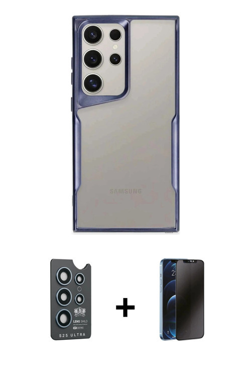 ieg™ Galaxy S25 Ultra Kılıf Akış Çizgi Koleksiyonu - Siyah 3D Antistatik Hayalet Cam Ekran Koruyucu