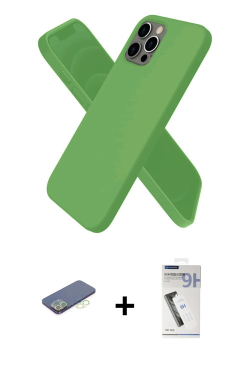 ieg™ iPhone 12 Pro Max Kılıf Kozmos Yansıma Özel Seri - Şeffaf Uv Polymer Nano Ekran Koruyucu + Yeşi
