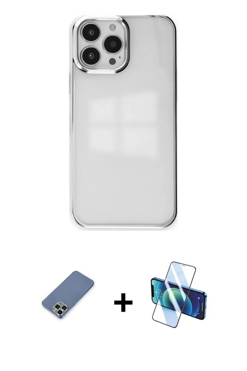 ieg™ iPhone 13 Pro Kılıf Doruk Doku Prime - Siyah 3D Antistatik Seramik Nano Ekran Koruyucu + Açık Y