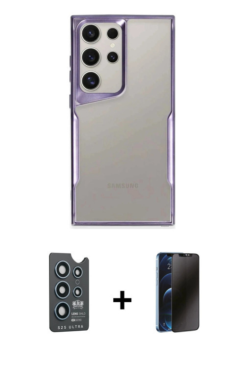ieg™ Galaxy S25 Ultra Kılıf Akış Çizgi Koleksiyonu - Siyah 3D Antistatik Hayalet Cam Ekran Koruyucu