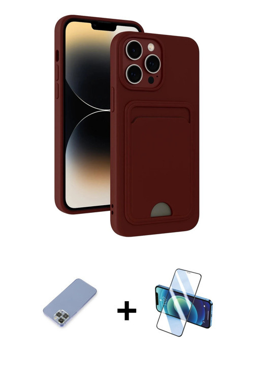 ieg™ iPhone 13 Pro Kılıf Vadi Çizgi Prime - Siyah 3D Antistatik Seramik Nano Ekran Koruyucu + Koyu Y