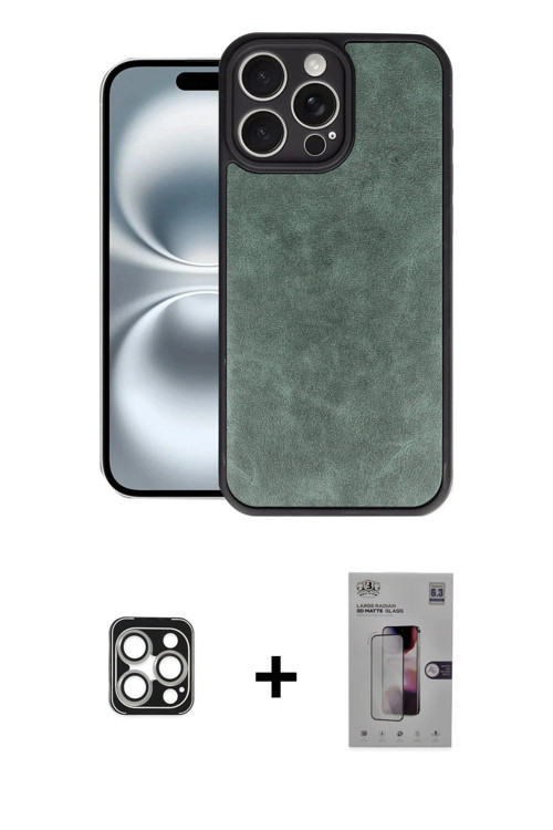 ieg™ iPhone 16 Pro Max Kılıf Kıvılcım Işık Serisi - Siyah Bilvis 3D Mat Cam Ekran Koruyucu + Gümüş P