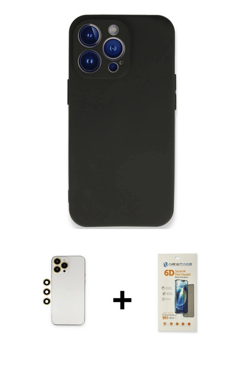 iPhone 13 Pro Max Kılıf Kozmos Yansıma Özel Seri - Siyah 6D Mat Seramik Hayalet Nano Ekran Koru