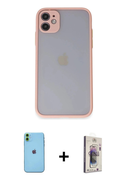 ieg™ iPhone 11 Kılıf Ahenk Çizgi Serisi - Siyah Bilvis 3D Cam Ekran Koruyucu + Yeşil Neon Fosforlu K