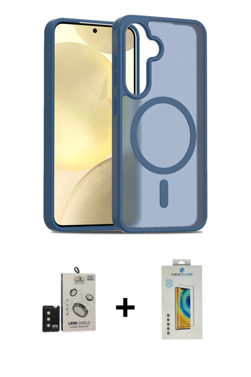 ieg™ Galaxy S24 Kılıf Siluet Minimal Prime - Siyah Polymer Nano Ekran Koruyucu + Siyah Bilvis Titan