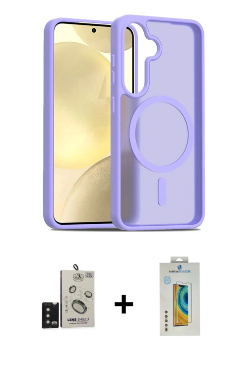 ieg™ Galaxy S24 Kılıf Siluet Minimal Prime - Siyah Polymer Nano Ekran Koruyucu + Siyah Bilvis Titan