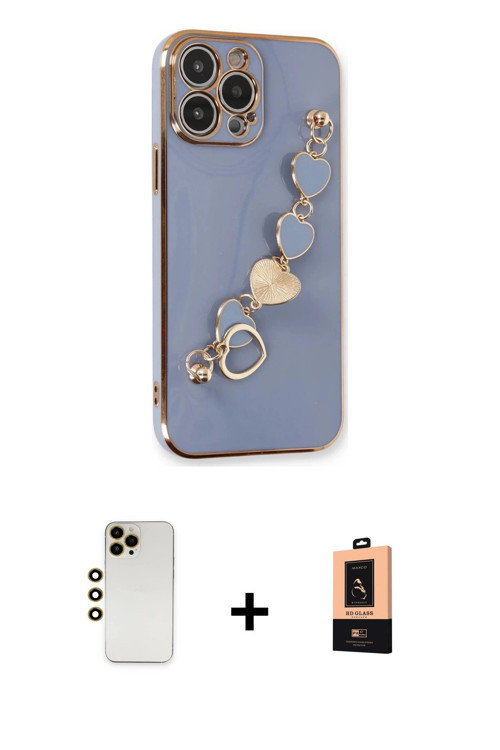 ieg™ iPhone 13 Pro Max Kılıf Nova Işık Prime - Şeffaf Maxco Cam Ekran Koruyucu + Gold Shine Kamera L