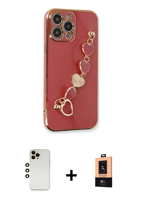 ieg™ iPhone 13 Pro Max Kılıf Nova Işık Prime - Şeffaf Maxco Cam Ekran Koruyucu + Gold Shine Kamera L