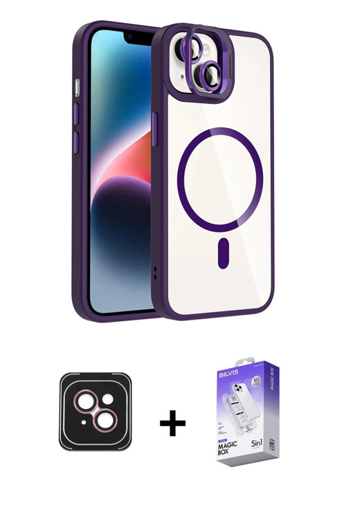 ieg™ iPhone 14 Kılıf Yadigar Asil Koleksiyonu - Siyah Bilvis 5in1 3D Magic Cam Ekran Koruyucu + Pemb