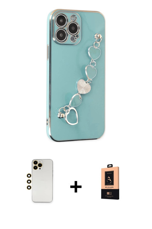 ieg™ iPhone 13 Pro Max Kılıf Nova Işık Prime - Şeffaf Maxco Cam Ekran Koruyucu + Gold Shine Kamera L