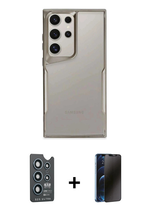 ieg™ Galaxy S25 Ultra Kılıf Akış Çizgi Koleksiyonu - Siyah 3D Antistatik Hayalet Cam Ekran Koruyucu