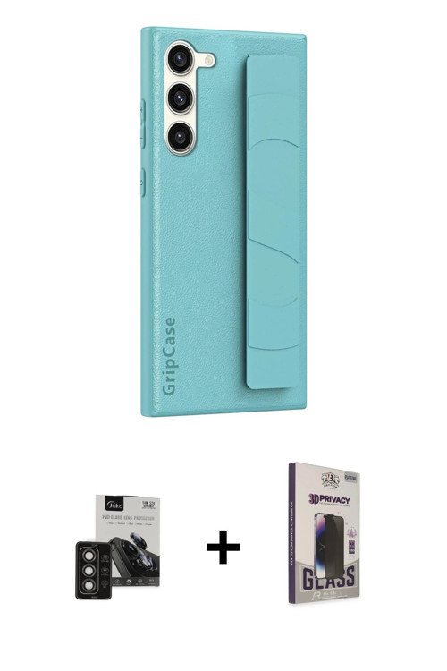 ieg™ Galaxy S24 Kılıf Vadi Asil Serisi - Siyah Bilvis Hayalet Cam Ekran Koruyucu + Titan Gri PVD Met