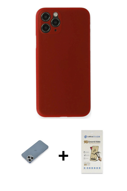 ieg™ iPhone 11 Pro Max Kılıf Yadigar Yansıma Serisi - Siyah Mat Seramik Nano Ekran Koruyucu + Gümüş