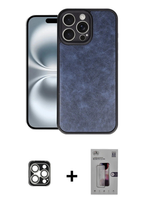 ieg™ iPhone 16 Pro Max Kılıf Kıvılcım Işık Serisi - Siyah Bilvis 3D Mat Cam Ekran Koruyucu + Gümüş P