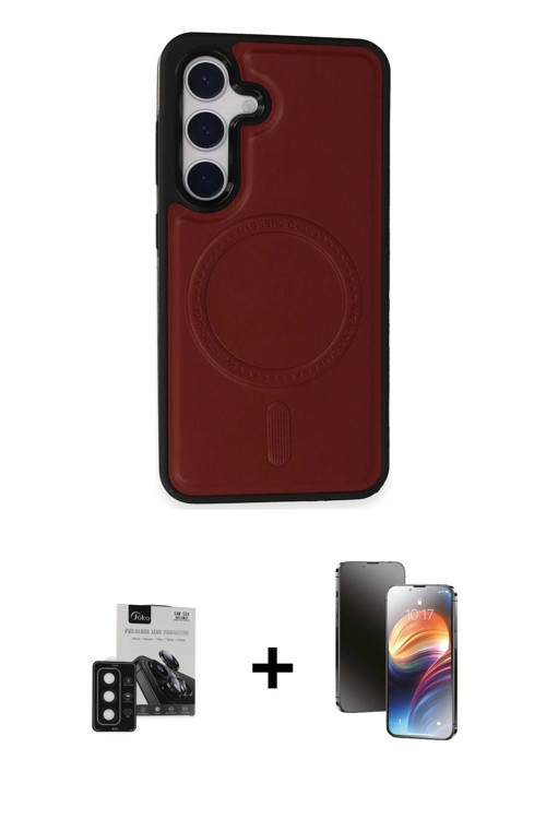 Galaxy S24 Kılıf Zirve Işık Serisi - Siyah 3D Antistatik Mat Seramik Nano Ekran Koruyucu + Siya