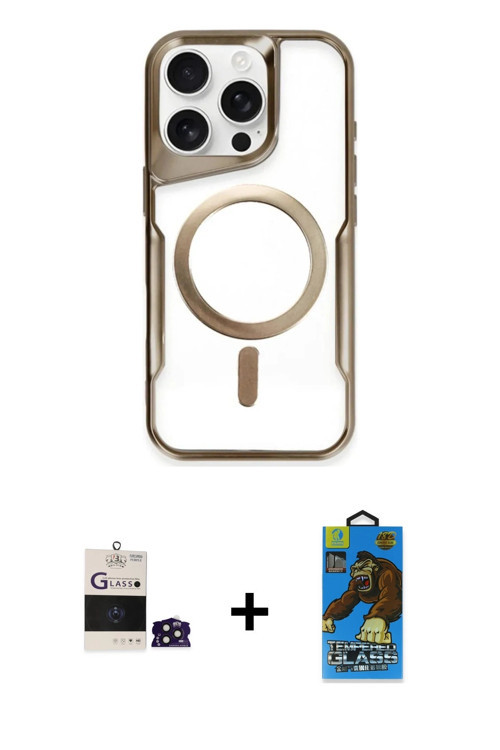 ieg™ iPhone 14 Pro Max Kılıf Yadigar Klasik Özel Seri - Siyah 18D Cam Ekran Koruyucu + Derin Mor Bil