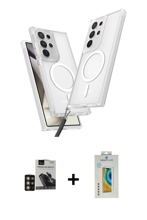 ieg™ Galaxy S24 Ultra Kılıf Atlas Doku Koleksiyonu - Siyah Polymer Nano Ekran Koruyucu + Gold PVD Me