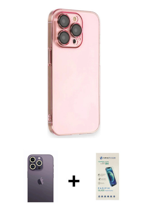 ieg™ iPhone 13 Pro Max Kılıf Siluet Minimal Özel Seri - Şeffaf Pasifik Cam Ekran Koruyucu + Beyaz Ne