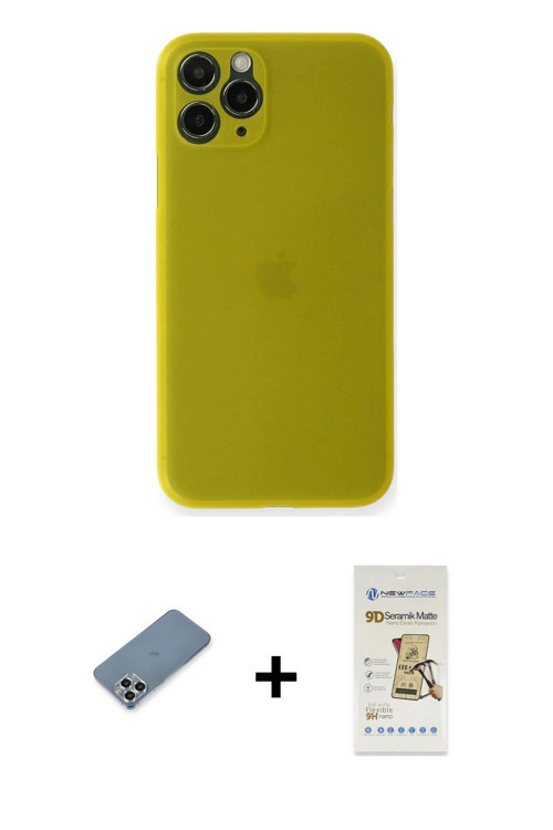 ieg™ iPhone 11 Pro Max Kılıf Yadigar Yansıma Serisi - Siyah Mat Seramik Nano Ekran Koruyucu + Gümüş