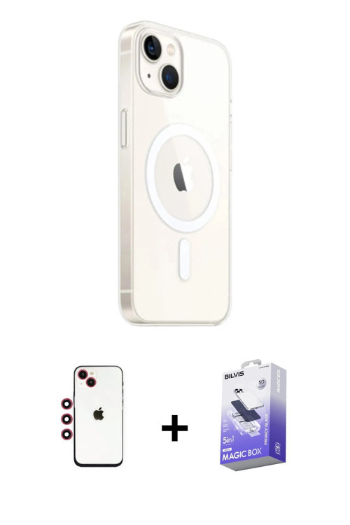 ieg™ iPhone 14 Kılıf Ahenk Yansıma Prime - Siyah Bilvis 5in1 5D Magic Hayalet Cam Ekran Koruyucu + K