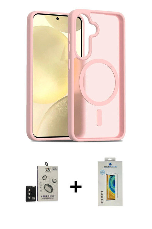 ieg™ Galaxy S24 Kılıf Siluet Minimal Prime - Siyah Polymer Nano Ekran Koruyucu + Siyah Bilvis Titan