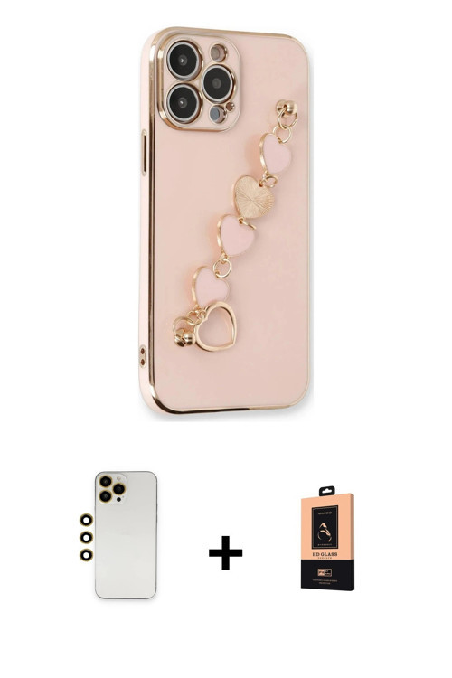 ieg™ iPhone 13 Pro Max Kılıf Nova Işık Prime - Şeffaf Maxco Cam Ekran Koruyucu + Gold Shine Kamera L