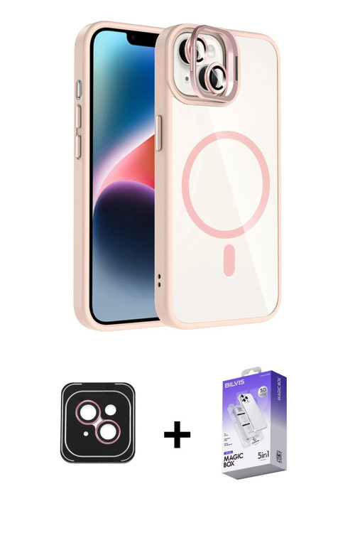 ieg™ iPhone 14 Kılıf Yadigar Asil Koleksiyonu - Siyah Bilvis 5in1 3D Magic Cam Ekran Koruyucu + Pemb