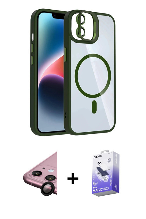 iPhone 11 Kılıf Yadigar Asil Koleksiyonu - Siyah Bilvis 5in1 5D Magic Hayalet Cam Ekran Koruyuc