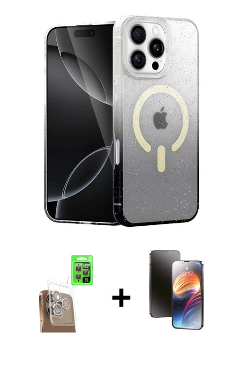 ieg™ iPhone 16 Pro Kılıf Eksen Minimal Özel Seri - Siyah 3D Antistatik Mat Seramik Nano Ekran Koruyu