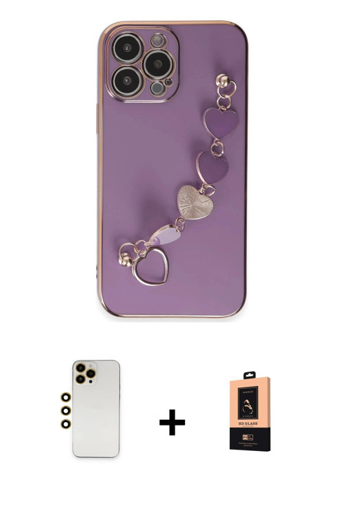 ieg™ iPhone 13 Pro Max Kılıf Nova Işık Prime - Şeffaf Maxco Cam Ekran Koruyucu + Gold Shine Kamera L