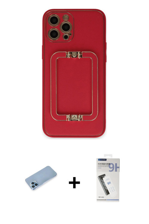 ieg™ iPhone 12 Pro Max Kılıf Kozmos Minimal Prime - Şeffaf Uv Polymer Nano Ekran Koruyucu + Mavi Shi