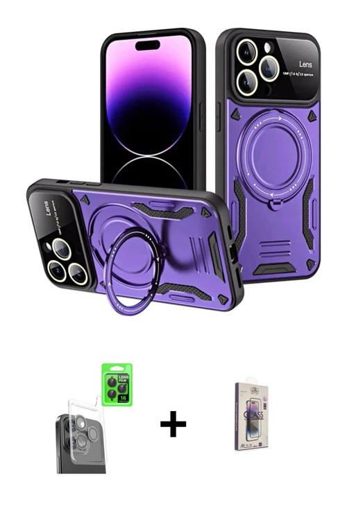 ieg™ iPhone 16 Pro Max Kılıf Kıvılcım Modern Serisi - Siyah Bilvis 3D Cam Ekran Koruyucu + Siyah Raz
