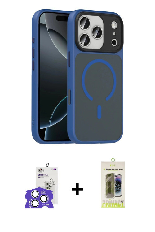ieg™ iPhone 17 Pro Max Kılıf Doruk Form Serisi - Siyah Joko Magic 5D Hayalet Cam + Gümüş Bilvis Tita