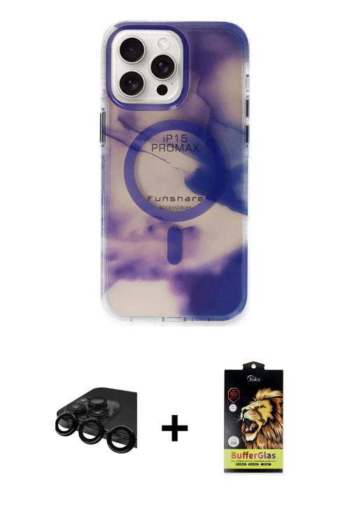 ieg™ iPhone 15 Pro Max Kılıf Ufuk Doku Prime - Siyah Buffer Cam Ekran Koruyucu + Siyah Raze Metal Ka