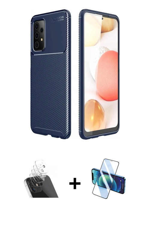 ieg™ Galaxy A72 Kılıf Eksen Form Prime - Siyah 3D Antistatik Seramik Nano Ekran Koruyucu + Şeffaf Ka