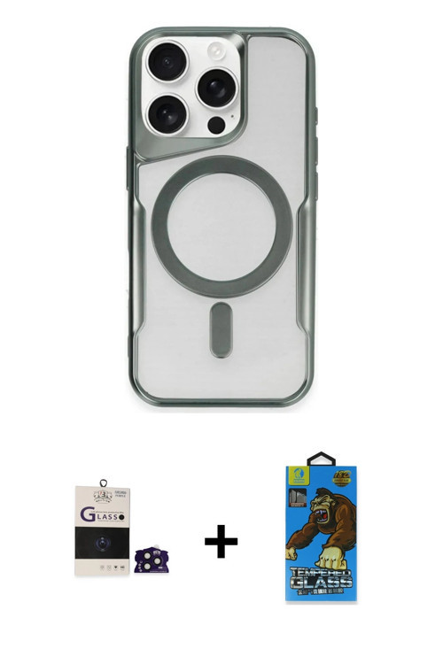 ieg™ iPhone 14 Pro Max Kılıf Yadigar Klasik Özel Seri - Siyah 18D Cam Ekran Koruyucu + Derin Mor Bil