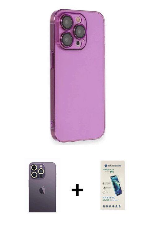 ieg™ iPhone 13 Pro Max Kılıf Siluet Minimal Özel Seri - Şeffaf Pasifik Cam Ekran Koruyucu + Beyaz Ne