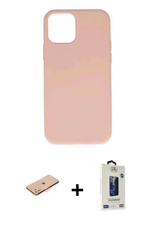 ieg™ iPhone 11 Pro Max Kılıf Ahenk Serisi - Siyah Bilvis Hayalet Cam Ekran Koruyucu + Turuncu Renkli
