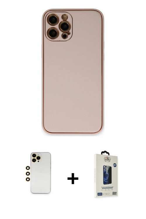 ieg™ iPhone 12 Pro Max Kılıf Yadigar Klasik - Siyah Bilvis Hayalet Cam Ekran Koruyucu + Gold Shine K