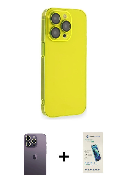 ieg™ iPhone 13 Pro Max Kılıf Siluet Minimal Özel Seri - Şeffaf Pasifik Cam Ekran Koruyucu + Beyaz Ne