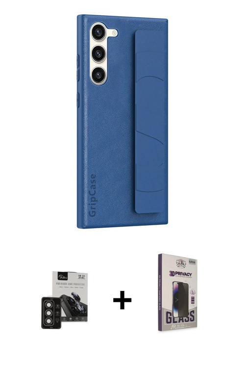 ieg™ Galaxy S24 Kılıf Vadi Asil Serisi - Siyah Bilvis Hayalet Cam Ekran Koruyucu + Titan Gri PVD Met