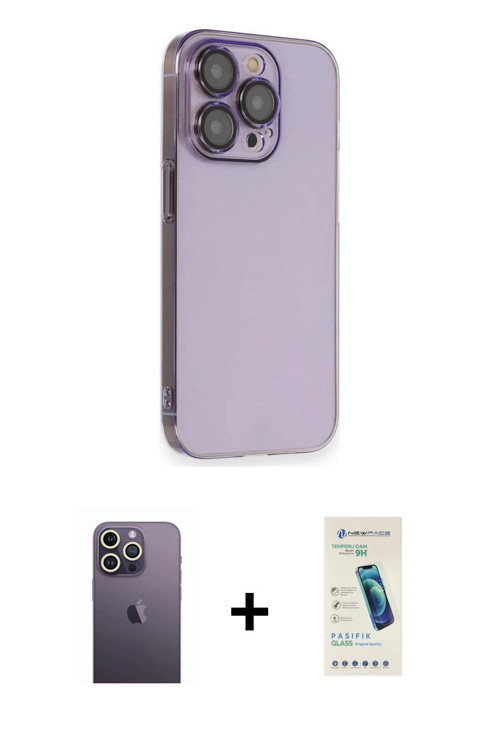 ieg™ iPhone 13 Pro Max Kılıf Siluet Minimal Özel Seri - Şeffaf Pasifik Cam Ekran Koruyucu + Beyaz Ne