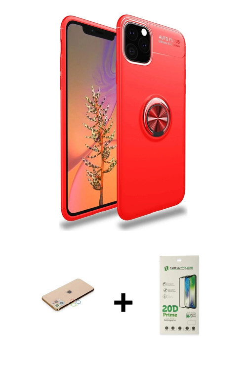 ieg™ iPhone 11 Pro Max Kılıf Yankı Form Prime - Siyah 20D Premium Cam Ekran Koruyucu + Mavi Renkli K