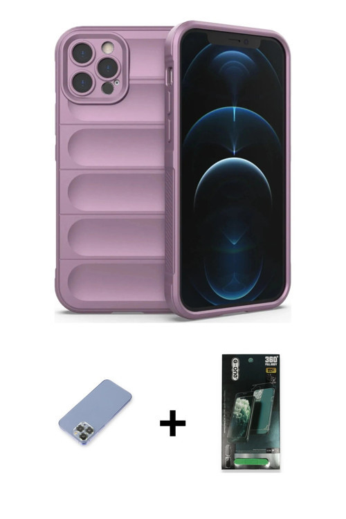 ieg™ iPhone 12 Pro Kılıf Atlas Koleksiyonu - Şeffaf 360 Full Body Arka Koruyucu + Koyu Yeşil Metal K