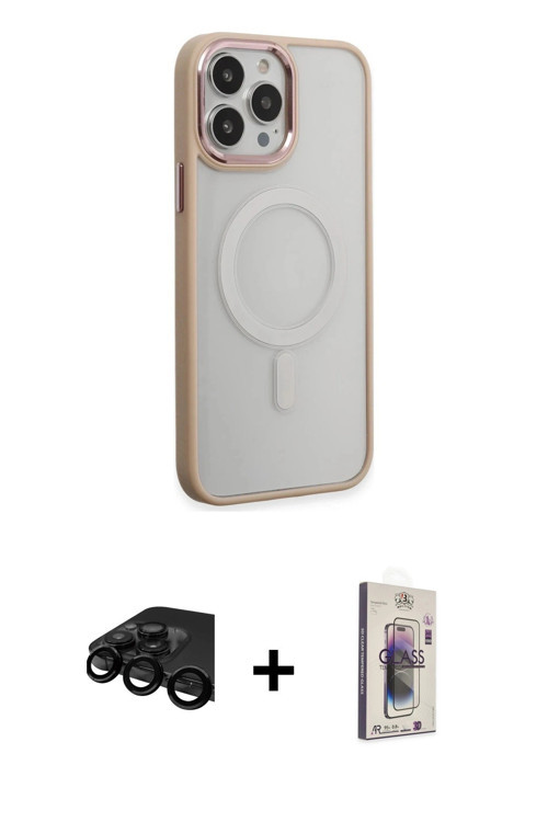 ieg™ iPhone 15 Pro Kılıf Yankı Işık Özel Seri - Siyah Bilvis 3D Cam Ekran Koruyucu + Siyah Raze Meta