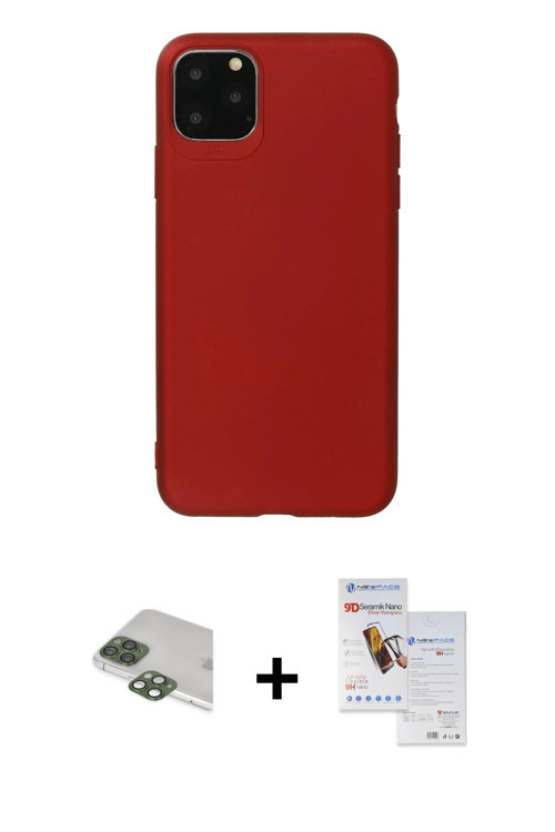 ieg™ iPhone 11 Pro Max Kılıf Kozmos Yansıma Özel Seri - Siyah Seramik Nano Ekran Koruyucu + Yeşil Pe