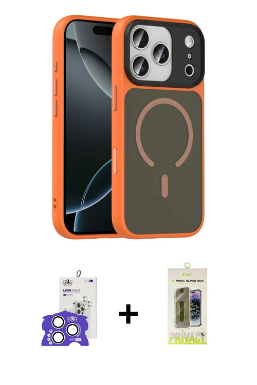 ieg™ iPhone 17 Pro Max Kılıf Doruk Form Serisi - Siyah Joko Magic 5D Hayalet Cam + Gümüş Bilvis Tita